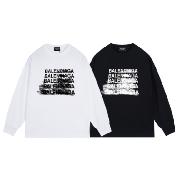 Balenciaga long-sleeved shirt with blurred graffiti letter print.